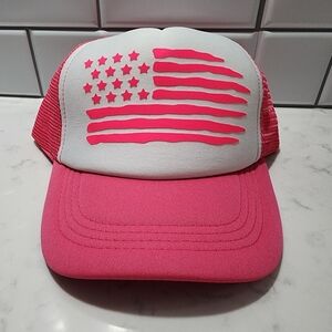 American Flag Hot Pink Foam Trucker Hat NEW
